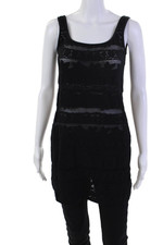 Gideon Oberson Women's Scoop Neck Sleeveless Lace Fitted Mini Dress Black Size M