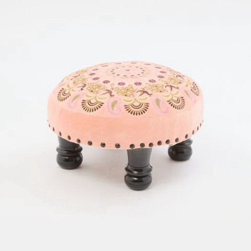 Pink velvet embroidered foot - velvet,