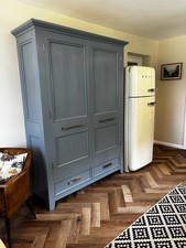 Kitchen Larder Pantry Cupboard  With Shelves  in Fab F&B Selvedge Blue 