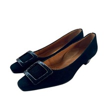 Voltan Italian Black Suede Low Heel Court Shoes - UK Size 3 / EU 36 - New ! 