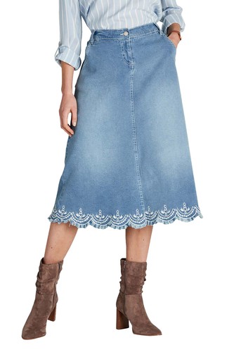 Womens embroidered hem denim - womens,