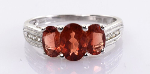 Andesine and diamond ring 55 - andesine,