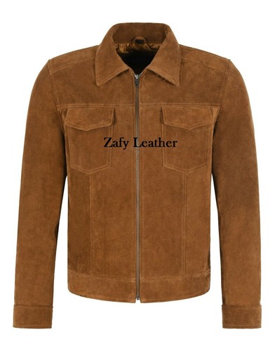 Men classic suede jacket - suede,