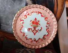1950s Baret Ware Lancaster Metal Cocktail Tray No.65/T43 - Red Floral Design