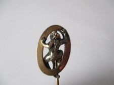Antique stick tie lapel pin monkey in oval frame
