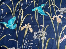 Sanderson National Trust Kingfisher Iris Navy Teal Cotton Fabric W138cm L138cm