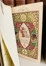 1874 Pocket Bible with Illustrations, Folding Slip Case