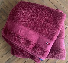 Two Tommy Hilfiger Burgundy Towels 100% Cotton 68 X 130cm