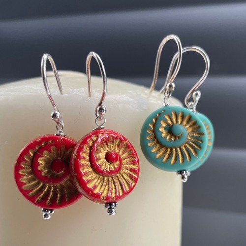 Czech glass matt fossil - czech,