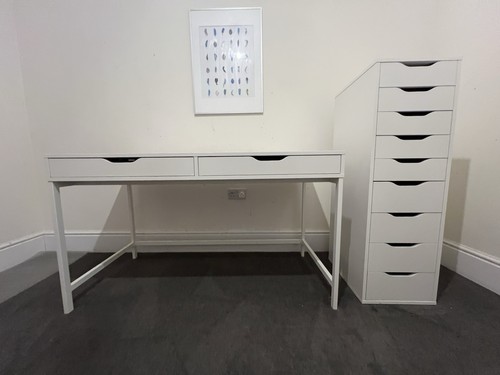 Ikea white desk - ikea, drawers