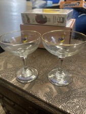 Babycham Set of 2 Vintage / Retro Matching  Babycham Glasses with Gold Rim
