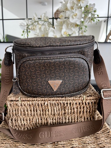 Guess brown monogram belt bag - brown,