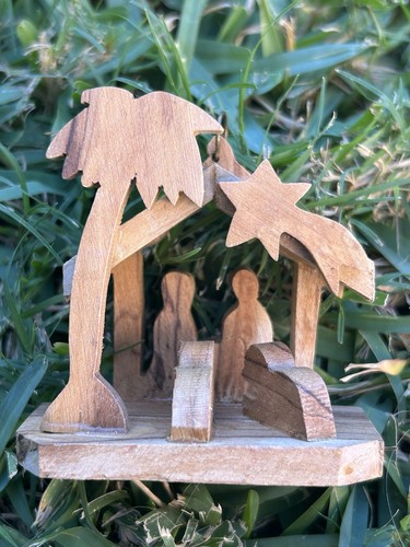 Vintage nativity wooden manger - vintage,