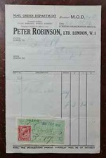 1919 Peter Robinson Ltd, London Invoice to Tripp, The Abbey, West Malling