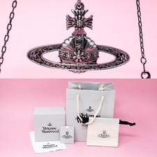 Vivienne Westwood Necklace Orb Medieval Pendant Gun Metal Brushed Silver Box Set