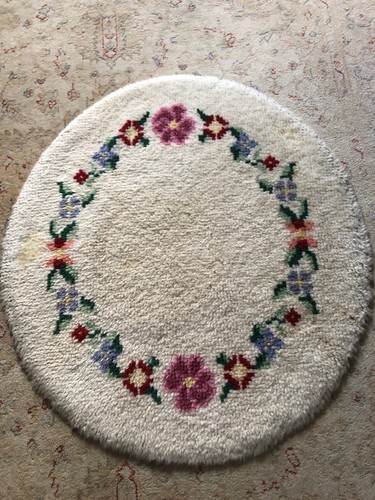Small vintage round rug - ,