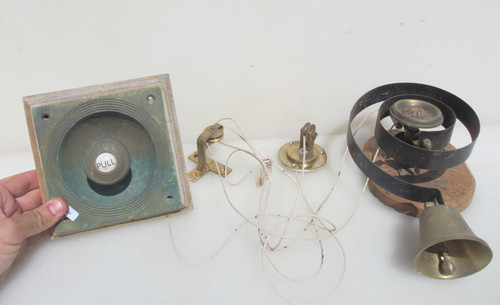 Vintage brass door bell - door,