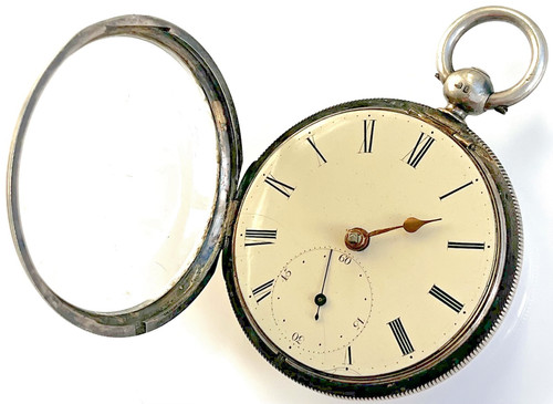 Pocket watch silver open - silver, faced