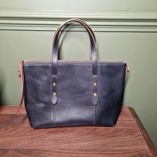 FOSSIL Jenna Small Satchel Black Tan Leather Shoulder Bag Vintage Pebbled