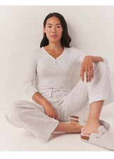 The White Company Rib Trim Detail Henley Pyjama Top Long Sleeve Size XL BNWT