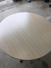 Commercial Grade - Round beech colour wood / metal meeting table - (2366)