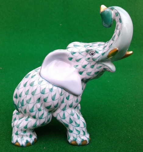 Herend green fishnet elephant - herend,