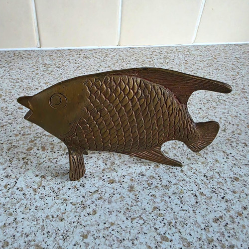 Brass fish figurine - brass, statue
