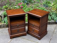 PAIR OF OLD CHARM LIGHT OAK BEDSIDE CABINETS LAMP PHONE COFFEE TABLES NIGHTSTAND
