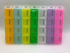 Monthly Pill Box organiser 7 Days Coloured Tablet/Medicine Holder/Dispenser/Box