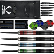 Tungsten Darts Set Razor Grip 22g 24g 26g grams Shark Ringed Dual Black Fin