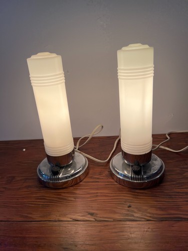 Pair art deco chrome - deco,