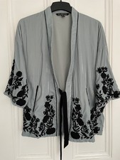 Zara Embroidered Kimono/Jacket with Pockets Mint-black Velvet TRF M (12/14)