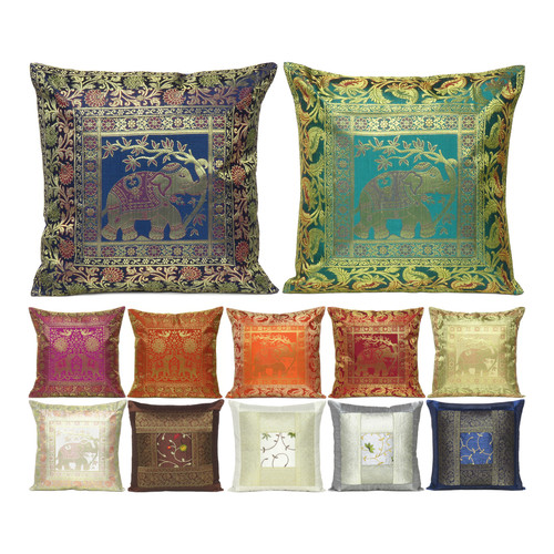 Brocade elephant cushion cover - brocade,