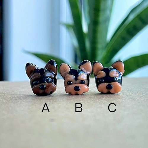 Teacup yorkie glass bead charm - yorkie,