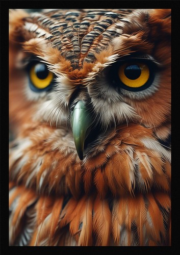 Dramatic owl framed wall - framed, art