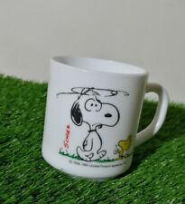Vintage Snoopy Milk Glass Mug I'm Not Worth A Thing Before Coffee Break #CC8