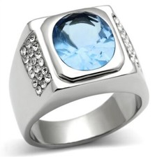 Mens blue topaz ring signet