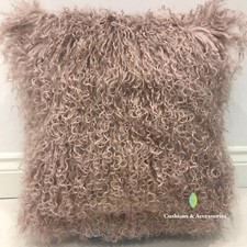 NEW GENUINE MONGOLIAN SHEEPSKIN LAMB WOOL FUR CUSHION DUCK FEATHER PAD 40CM 45CM