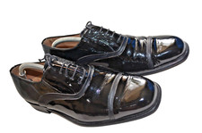 ROLAND CARTIER 80's VINTAGE SMART BLACK PATENT LEATHER FORMAL DRESS SHOES UK 8