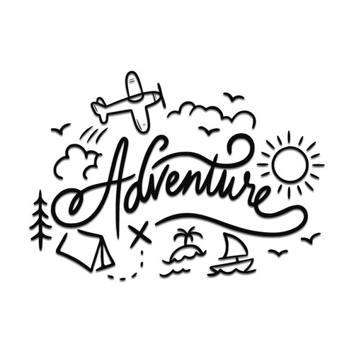 Adventure text doodle art - adventure,