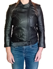 REAL LEATHER BIKER JACKET XS 6