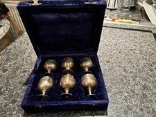 Vintage 1950s Boxed Silver Egg Cups 