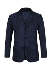 Men navy blue suede leather - blue,