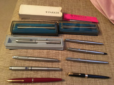 JOB LOT 5 PARKER 45 FOUNTAIN PENS, 2 PARKER 25, 2 FIBRE TIP, &  1 PENCIL ALL VGC