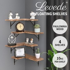 Levede 4PC Corner Floating Shelves Wall L-Shaped Storage Wooden Display Shelf