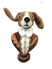 Wool Gentleman Dog Bust Handmade Dog Bust In Military Regalia Posable Ears Rare 