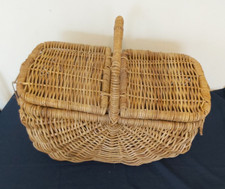 UNUSUAL HUGE VINTAGE PICNIC BASKET IN FAIRLY GOOD STURDY CONDITION  m