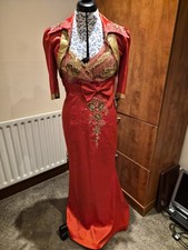 Red Satin And Gold Sequin