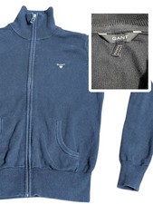 GANT Jumper Mens Medium Navy Full Zip Cardigan Sweater Knit