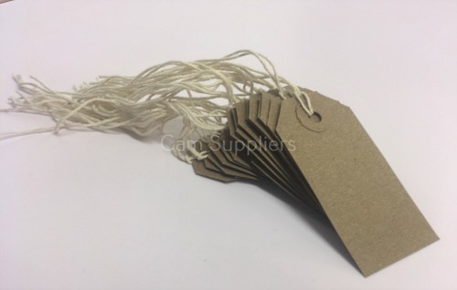 Brown strung tie - on, tags